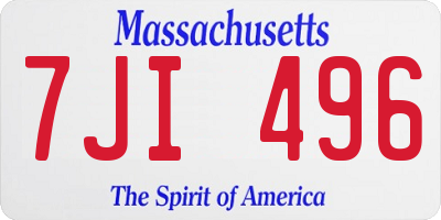 MA license plate 7JI496
