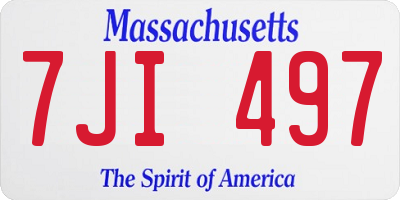 MA license plate 7JI497