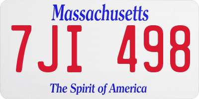 MA license plate 7JI498
