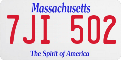 MA license plate 7JI502