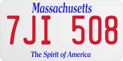 MA license plate 7JI508