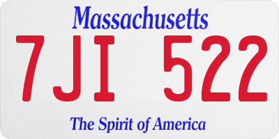 MA license plate 7JI522