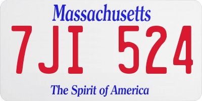 MA license plate 7JI524