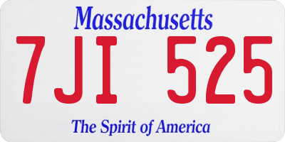 MA license plate 7JI525