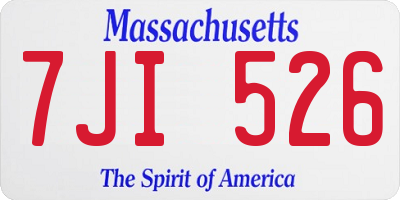 MA license plate 7JI526