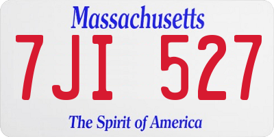 MA license plate 7JI527