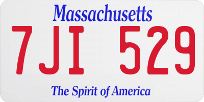 MA license plate 7JI529