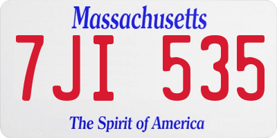 MA license plate 7JI535