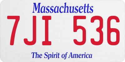 MA license plate 7JI536