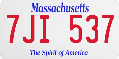 MA license plate 7JI537