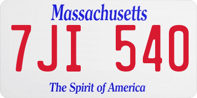 MA license plate 7JI540