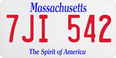 MA license plate 7JI542