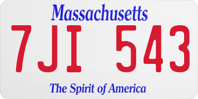 MA license plate 7JI543