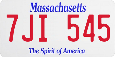 MA license plate 7JI545