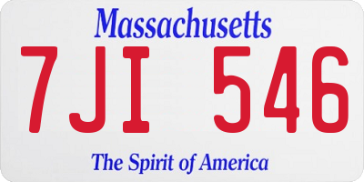 MA license plate 7JI546