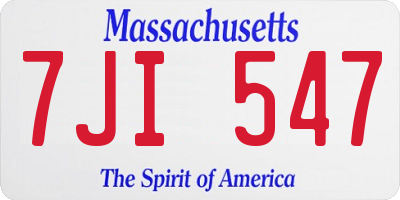 MA license plate 7JI547