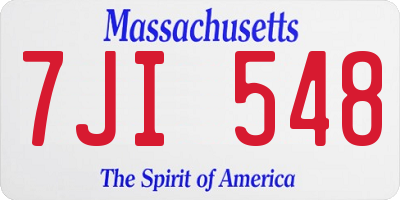 MA license plate 7JI548
