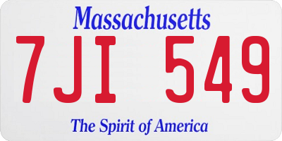 MA license plate 7JI549