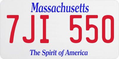 MA license plate 7JI550