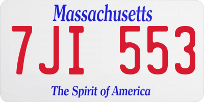MA license plate 7JI553