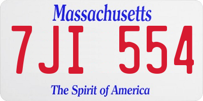 MA license plate 7JI554