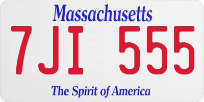 MA license plate 7JI555