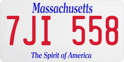 MA license plate 7JI558