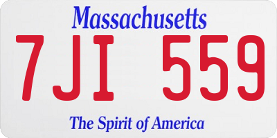 MA license plate 7JI559