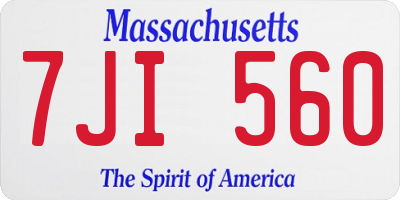 MA license plate 7JI560