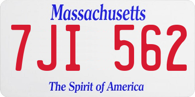 MA license plate 7JI562