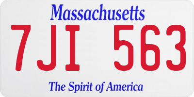 MA license plate 7JI563