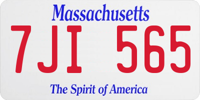 MA license plate 7JI565