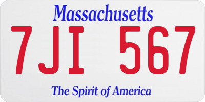 MA license plate 7JI567