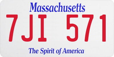 MA license plate 7JI571