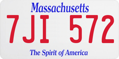 MA license plate 7JI572