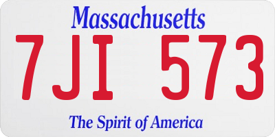 MA license plate 7JI573