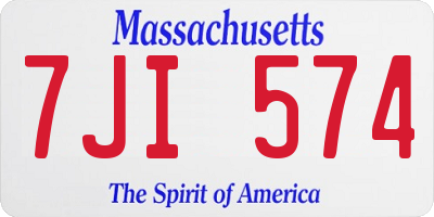 MA license plate 7JI574