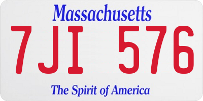 MA license plate 7JI576