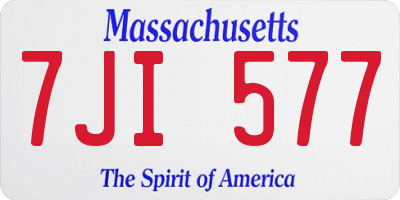 MA license plate 7JI577