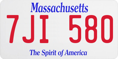 MA license plate 7JI580