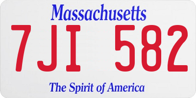 MA license plate 7JI582