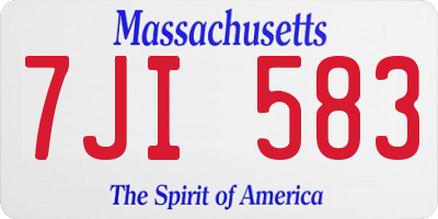 MA license plate 7JI583