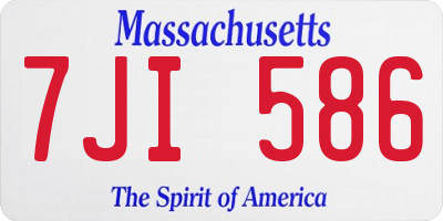 MA license plate 7JI586