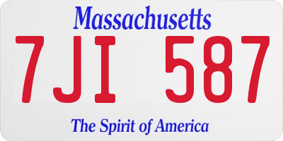 MA license plate 7JI587