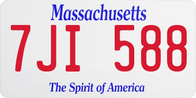 MA license plate 7JI588