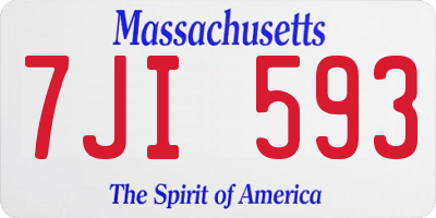 MA license plate 7JI593