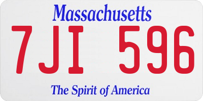 MA license plate 7JI596