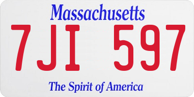 MA license plate 7JI597