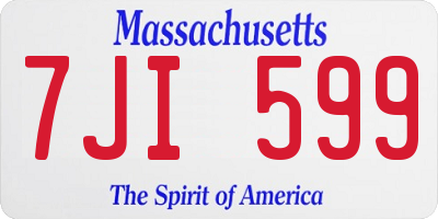MA license plate 7JI599