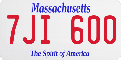 MA license plate 7JI600